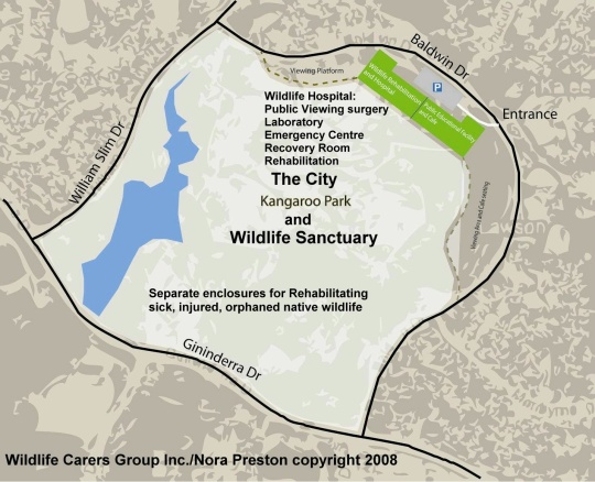 Wildlife Carers Group Map of Memorial Kangaroo Park and Wildlife Sanctuary